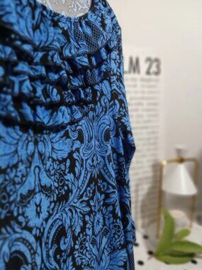 Blue & Black Ruffle Blouse